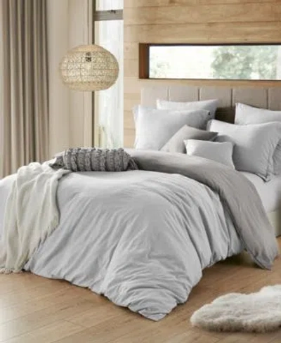 Macy's Cathay Home Inc. Ultra Soft Reversible Crinkle Duvet Cover Sets In Gray