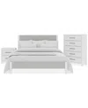 MACY'S CATRIONA 3PC BEDROOM SET (KING UPHOLSTERED BED, CHEST, 2-DRAWER NIGHTSTAND)