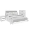 Macy's Closeout! Catriona 3pc Bedroom Set (queen Upholstered Bed, Dresser & Open Nightstand), Created For M In Blue And White Striped