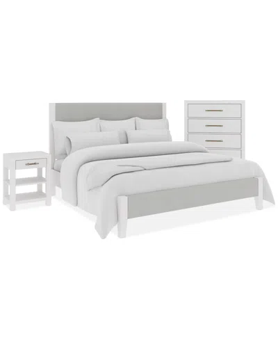 Macy's Catriona 3pc Bedroom Set (queen Upholstered Bed, Dresser, Open Nightstand) In Blue And White Striped