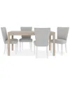 MACY'S CATRIONA 5PC DINING SET (RECTANGULAR DINING TABLE + 4 UPHOLSTERED SIDE CHAIRS)