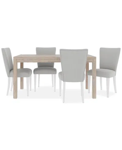 Macy's Catriona 5pc Dining Set (rectangular Dining Table + 4 Upholstered Side Chairs) In Gray
