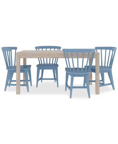 Macy's Catriona 5pc Dining Set (rectangular Dining Table & 4 Wood Side Chairs) In Blue