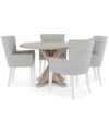 MACY'S CATRIONA 5PC DINING SET (ROUND DINING TABLE + 4 UPHOLSTERED ARM CHAIRS)