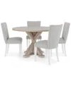 MACY'S CATRIONA 5PC DINING SET (ROUND DINING TABLE + 4 UPHOLSTERED SIDE CHAIRS)