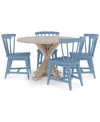 Macy's Catriona 5pc Dining Set (round Dining Table & 4 Wood Side Chairs) In Blue