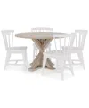 Macy's Catriona 5pc Dining Set (round Dining Table & 4 Wood Side Chairs) In White