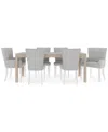 MACY'S CATRIONA 7PC DINING SET (RECTANGULAR DINING TABLE + 4 UPHOLSTERED SIDE CHAIRS + 2 UPHOLSTERED ARM CH