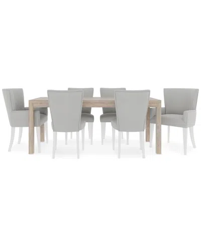 Macy's Catriona 7pc Dining Set (rectangular Dining Table + 4 Upholstered Side Chairs + 2 Upholstered Arm Ch In Gray