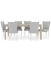 MACY'S CATRIONA 7PC DINING SET (RECTANGULAR DINING TABLE + 6 UPHOLSTERED SIDE CHAIRS)
