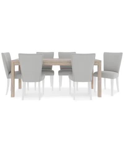 Macy's Catriona 7pc Dining Set (rectangular Dining Table + 6 Upholstered Side Chairs) In Gray