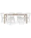 Macy's Catriona 7pc Dining Set (rectangular Dining Table & 6 Wood Side Chairs) In White