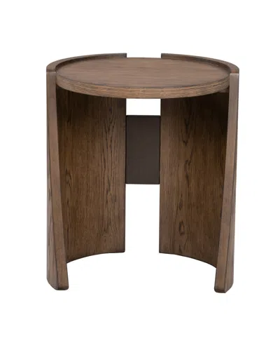 Macy's Cayden 24" Veneers Round End Table In Brown