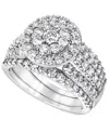 Macy's Certified Diamond Bridal Set Two Band Ring (2 Ct. T.w.) In 14k White Gold In Silver