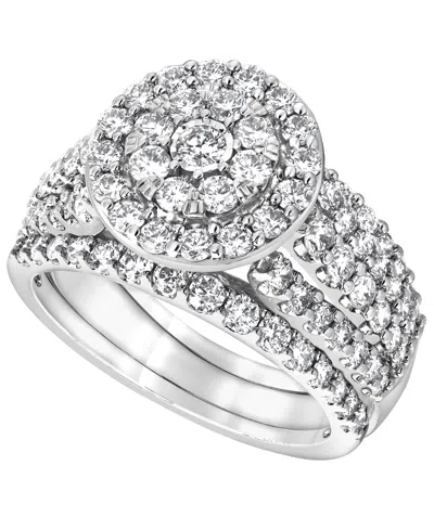 Macy's Certified Diamond Bridal Set Two Band Ring (2 Ct. T.w.) In 14k White Gold In Silver