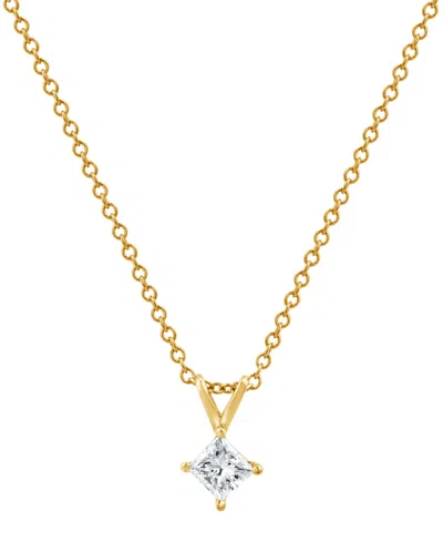 Macy's Certified Diamond Solitaire Pendant Necklace (1/3 Ct. T.w.) In 14k Yellow Gold
