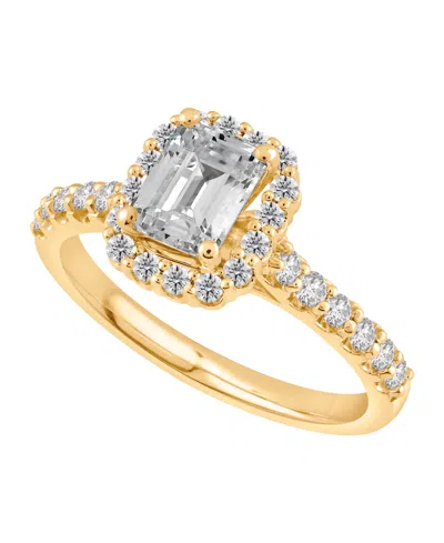 Macy's Certified Lab-grown Diamond Halo Engagement Ring (1-1/2 Ct. T.w.) In 14k Yellow Gold In Pattern
