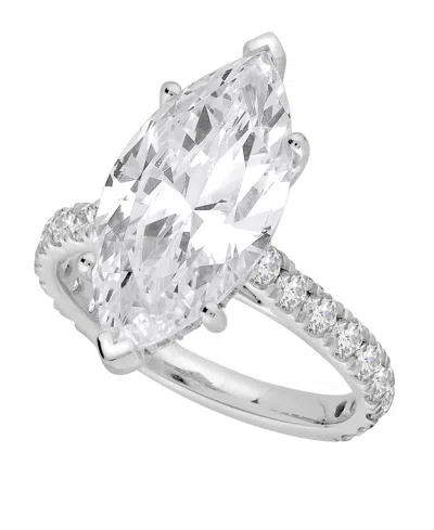 Macy's Certified Lab-grown Diamond Halo Engagement Ring (6 Ct. T.w.) In 14k White Gold In Metallic
