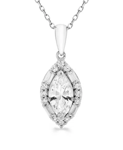 Macy's Certified Lab-grown Diamond Halo Pendant Necklace (1 Ct. T.w.) In 14k White Gold