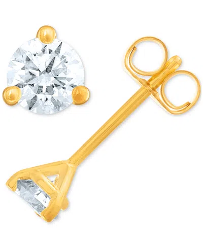Macy's Certified Near Colorless Diamond Stud Earrings (1/3 Ct. T.w.) In 18k White Or Yellow Gold