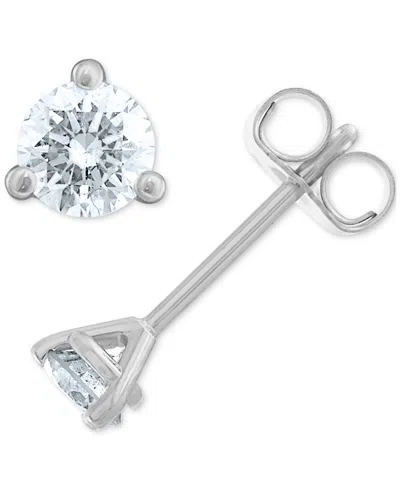Macy's Certified Near Colorless Diamond Stud Earrings (1/3 Ct. T.w.) In 18k White Or Yellow Gold In White Gold