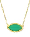 Macy's Chalcedony Bead-framed Marquise 17" Pendant Necklace In 14k Yellow Gold Flash Plated Sterling Silver In Green Chalcedony