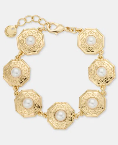 Macy's Charter Club Gold-tone Faux-pearl Flex Bracelet,  Exclusive In Metallic