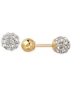 Macy's Children's Crystal Fireball And Gold Ball Reversible Stud Earrings In 14k Gold In Multi