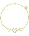 Macy's Children's Cubic Zirconia & Polished Triple Heart Chain Link Bracelet In Gold