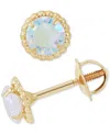 Macy's Children's Cubic Zirconia Beaded Frame Stud Earrings In 14k Gold In Clear