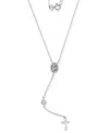 Macy's Children's Cubic Zirconia Mary & Cross Lariat Necklace, 13" + 2" Extender In Silver