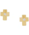 Macy's Children's Diamond Accent Cross Earrings In 14k Yellow Gold In Gold