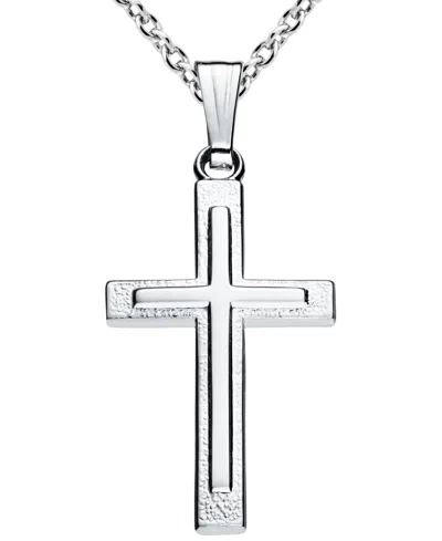 Macy's Children's Elevated Cross 15" Pendant Necklace In Sterling Silver