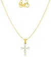 Macy's Children's Imitation Pearl Cross Pendant Necklace, 13" + 2" Extender In Gold