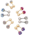 Macy's Childrens Crystal Ball Reversible Stud Earrings Collection In 14k Gold White Gold In Multi
