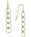 Macy's Circle & Bead Two-tone Linear Drop Earrings In 10k Gold In Two-tone