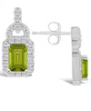 Macy's Citrine (1 1/10 Ct. T.w.) And Topaz (3/8 Ct. T.w.) Halo Drop Earrings In Sterling Silver In Peridot