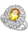 Macy's Citrine (1-5/8 Ct. T.w.) & Lab-grown White Sapphire (1-1/8 Ct. T.w.) Looped Halo Ring In Sterling Si In Citrine