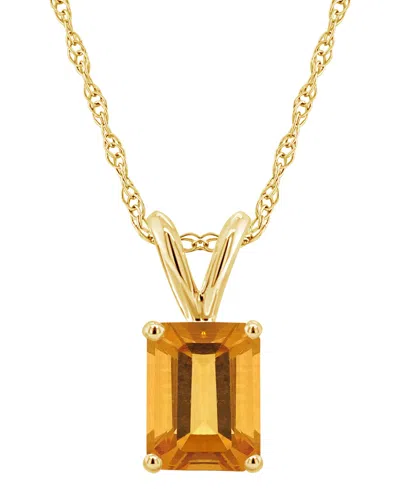 Macy's Citrine (1-5/8 Ct.t.w) Pendant Necklace In 14k Yellow Gold