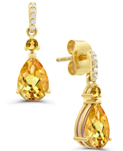 Macy's Citrine (1 Ct. T.w.) And Diamond Accent Earrings In 14k Gold-plated Sterling Silver In Yellow