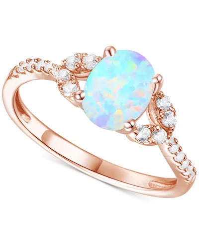 Macy's Citrine (1 Ct. T.w.) & Lab-grown White Sapphire (1/4 Ct. T.w.) Ring In 14k Gold-plated Sterling Silv In Opal