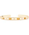 Macy's Citrine (1 Ct. T.w.) & White Topaz (1/20 Ct. T.w.) Cuff Bangle Bracelet In 14k Gold-plated Sterling In Citrine