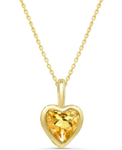 Macy's Citrine (1/2 Ct. T.w.) Heart Pendant In 14k Gold-plated Sterling Silver
