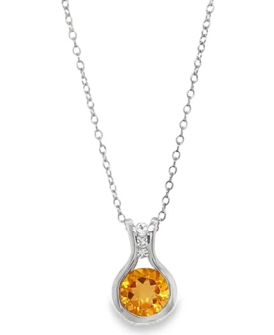 Macy's Citrine (1.20 Ct. T.w.) And White Topaz (0.08 Ct. T.w.) Pendant Necklace In Sterling Silver In Yellow