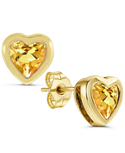 Macy's Citrine (1/3 Ct. T.w.) Stud Earrings In 14k Gold-plated Sterling Silver