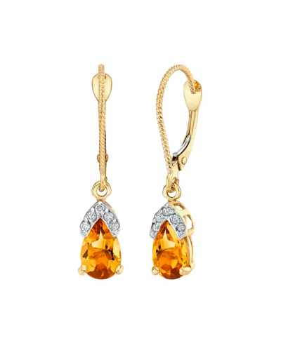 Macy's Citrine (1-3/8 Ct. T.w.) & Diamond Accent Drop Earrings In 14k Yellow Gold
