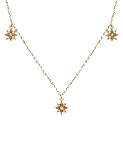 Macy's Citrine (1/4 Ct. T.w.) & Lab-grown White Sapphire (1/5 Ct. T.w.) Star Dangle Collar Necklace In 14k