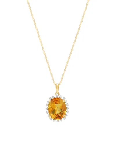 Macy's Citrine (2-1/5 Ct. T.w.) & Diamond Accent Pendant Necklace In 10k Yellow Gold (also Available In Mul