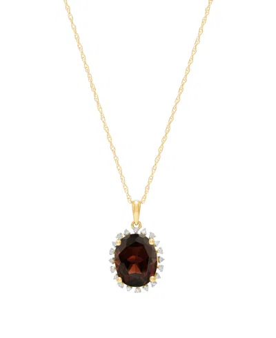 Macy's Citrine (2-1/5 Ct. T.w.) & Diamond Accent Pendant Necklace In 10k Yellow Gold (also Available In Mul In Burgundy