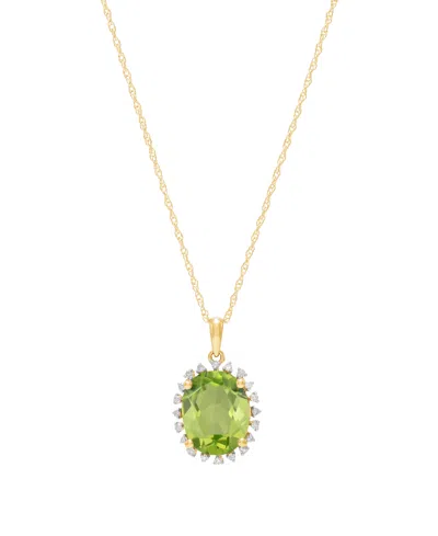 Macy's Citrine (2-1/5 Ct. T.w.) & Diamond Accent Pendant Necklace In 10k Yellow Gold (also Available In Mul In Green